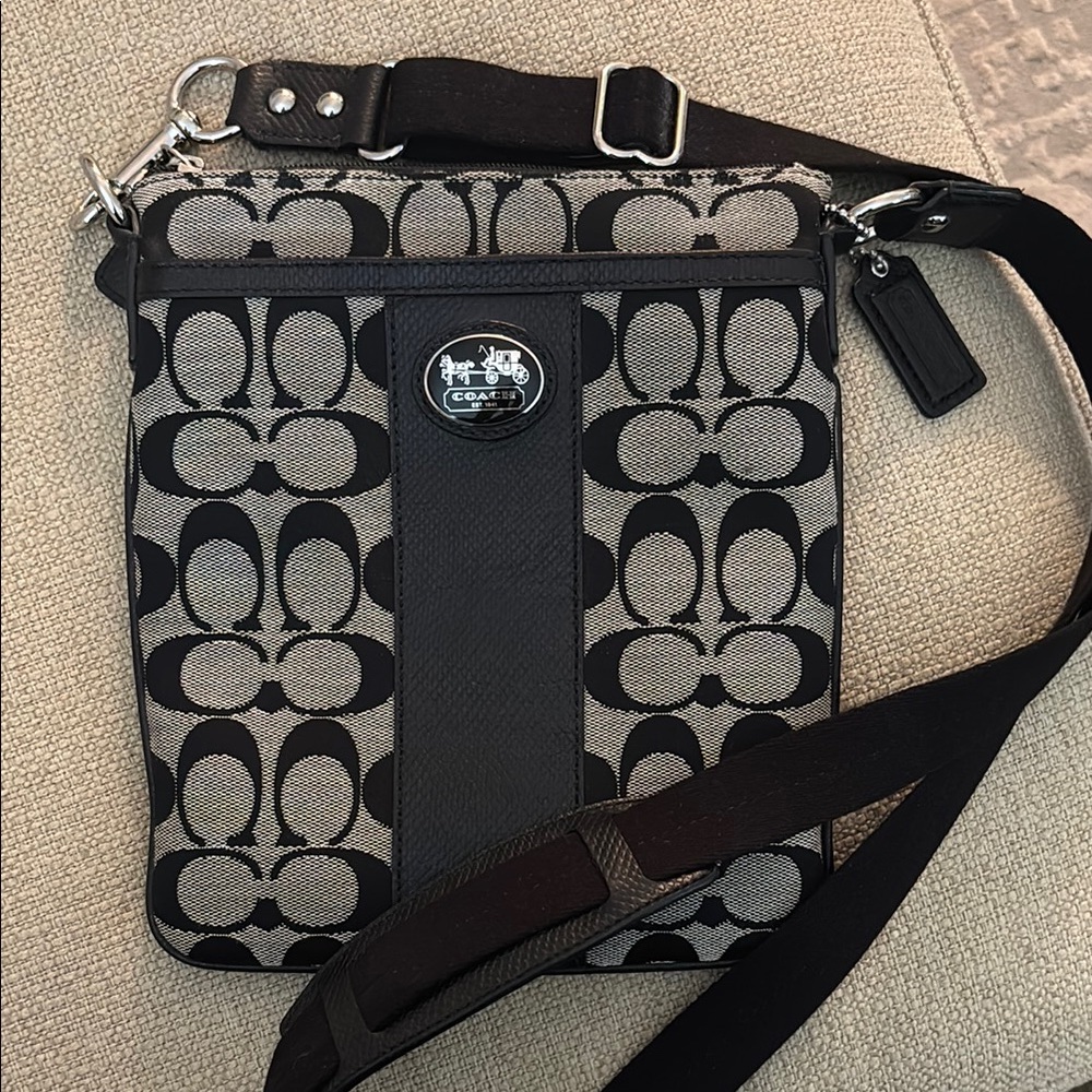 Coach Black and Gray Signature Bag - Excellent condition only used once!